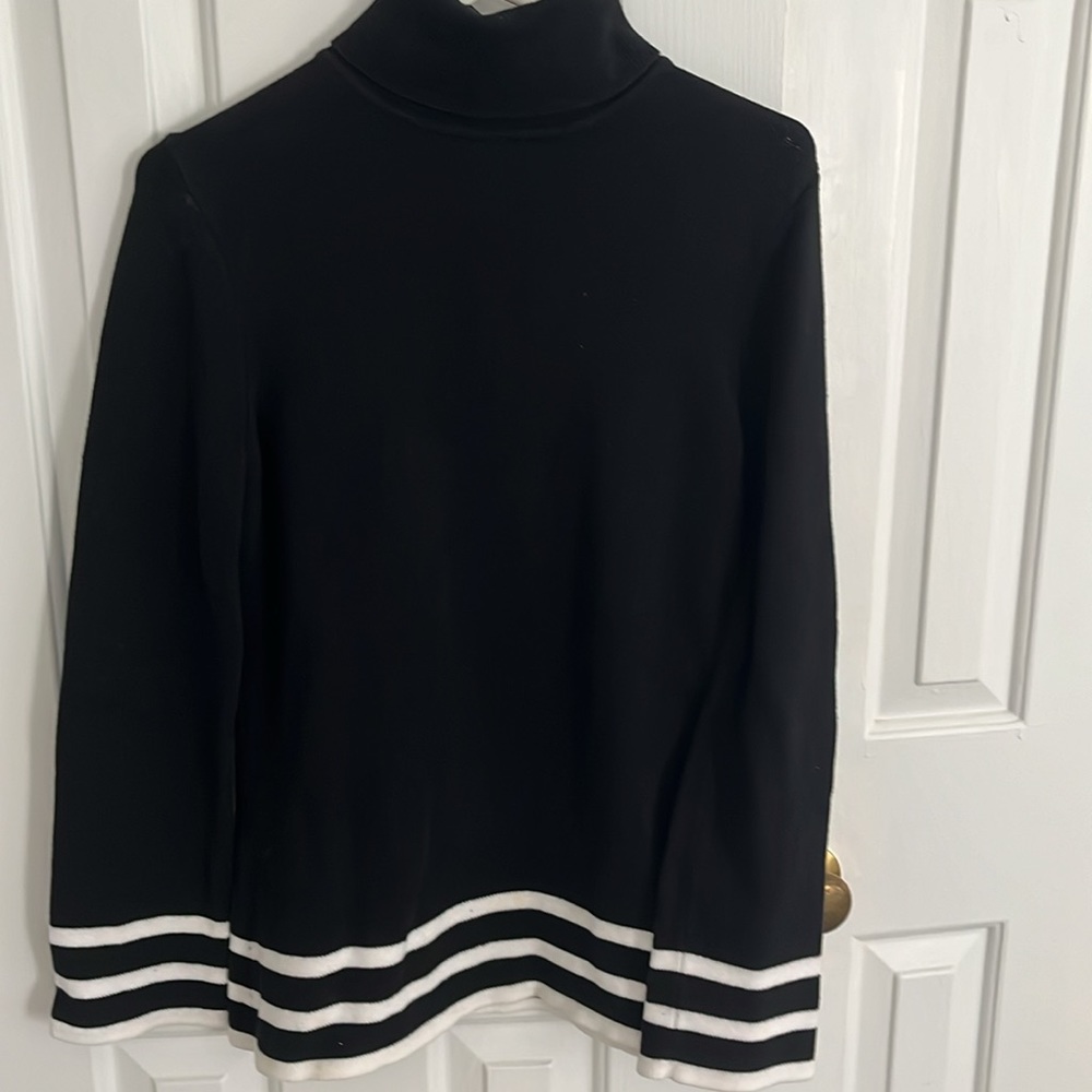 Rosanna turtleneck. Black, white rib Size small. - Picture 2 of 5